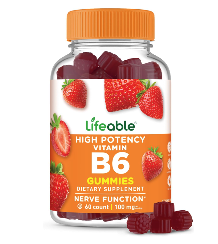 Vitamina B6 Lifeable en gomitas, alta potencia 100 mg