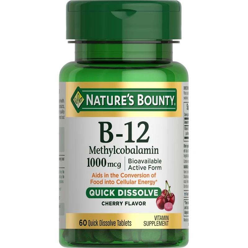 Vitamina B12 Methylcobalamin Sublingual, 1000mcg, Sabor a Cereza